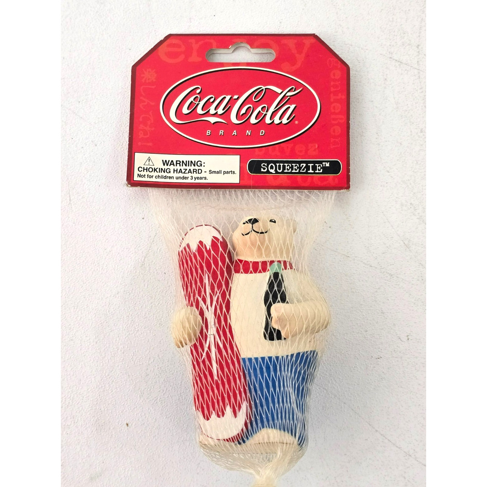 Vintage Coca Cola Polar Bear & Snowboard Squeezie By Alpi